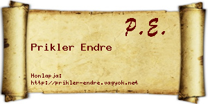 Prikler Endre névjegykártya